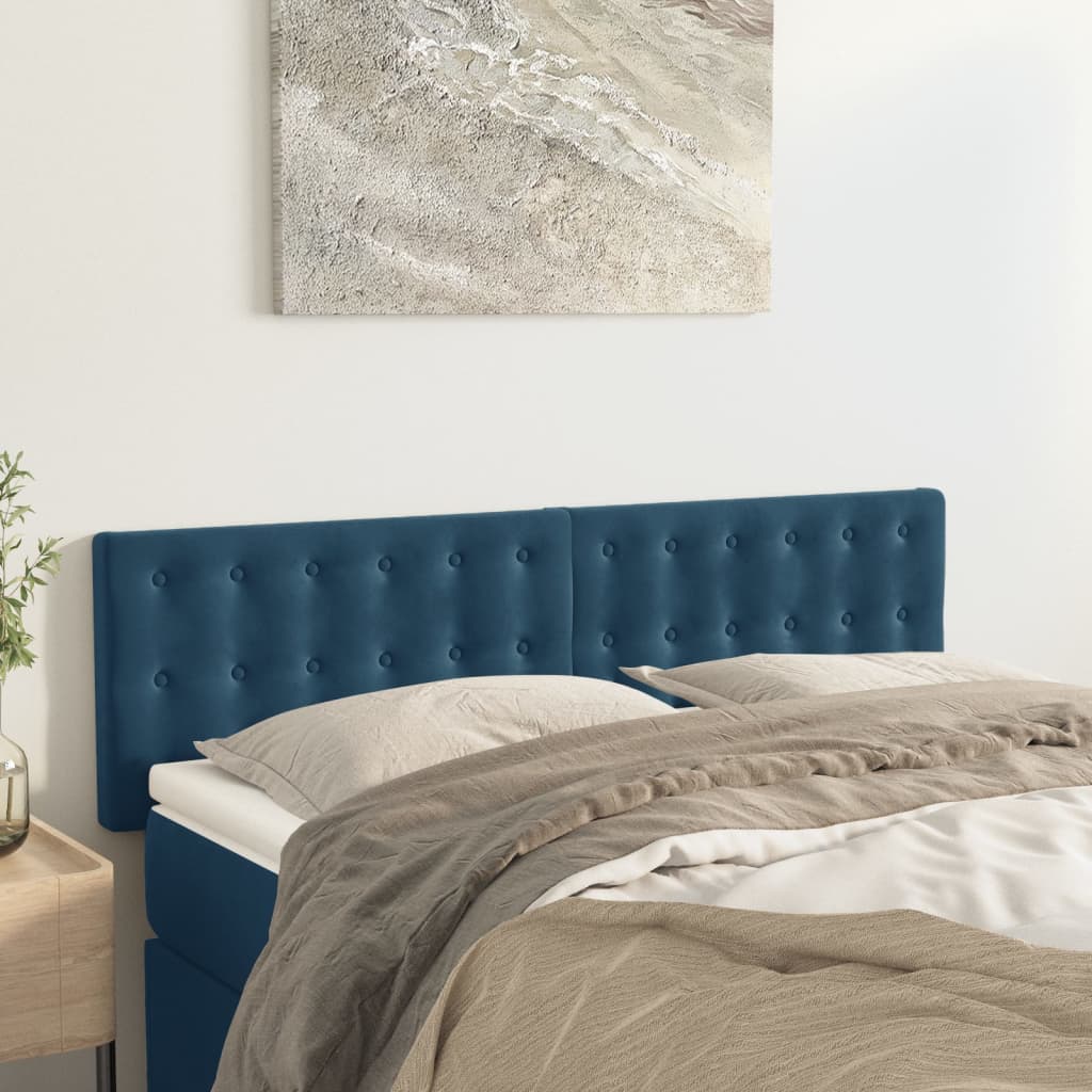 vidaXL Tăblii de pat, 2 buc., albastru închis, 72x5x78/88 cm, catifea vidaXL Tăblii de pat, 2 buc., albastru închis, 72x5x78/88 cm, catifea