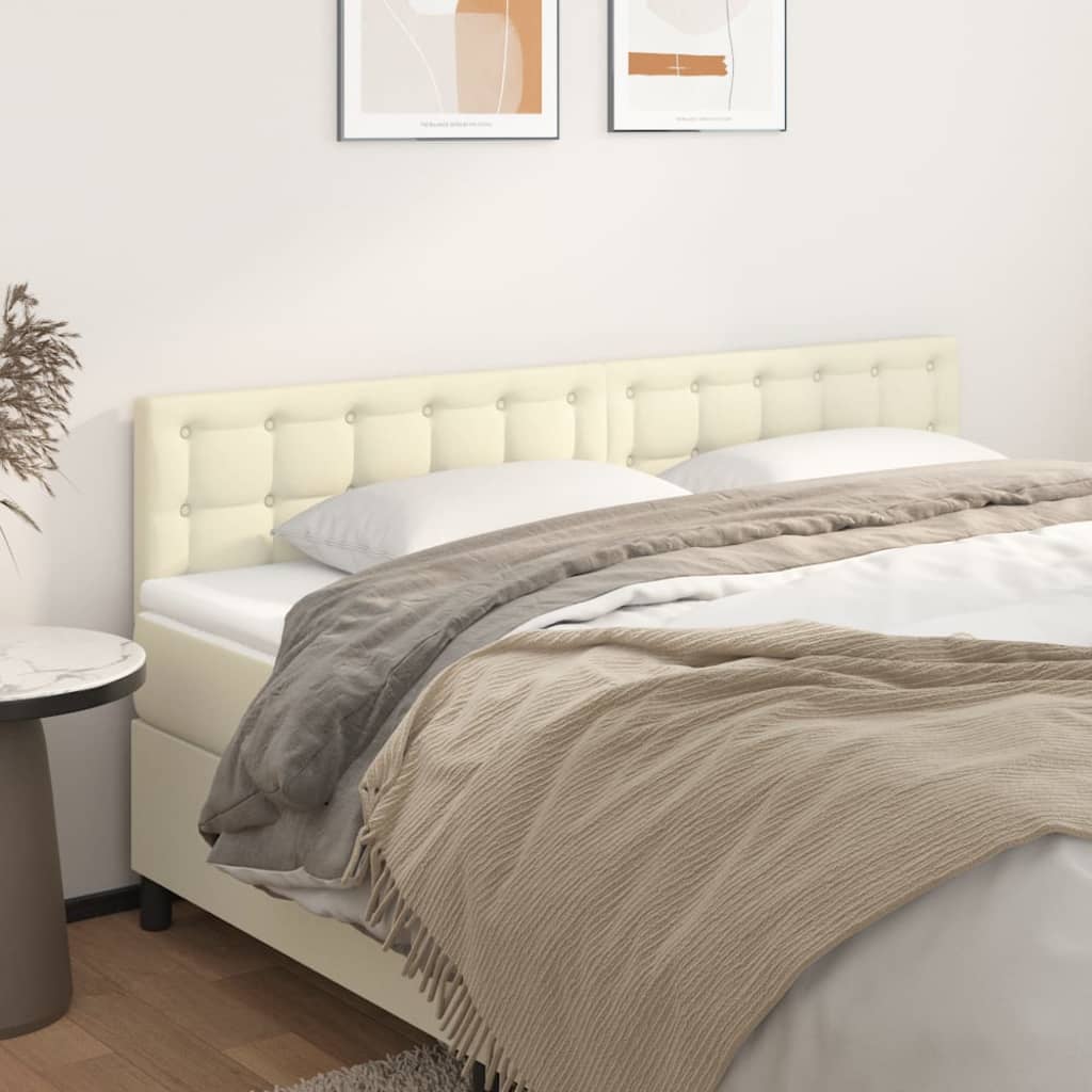vidaXL Tăblii de pat, 2 buc., crem, 80x5x78/88 cm, piele ecologică vidaXL Tăblii de pat, 2 buc., crem, 80x5x78/88 cm, piele ecologică