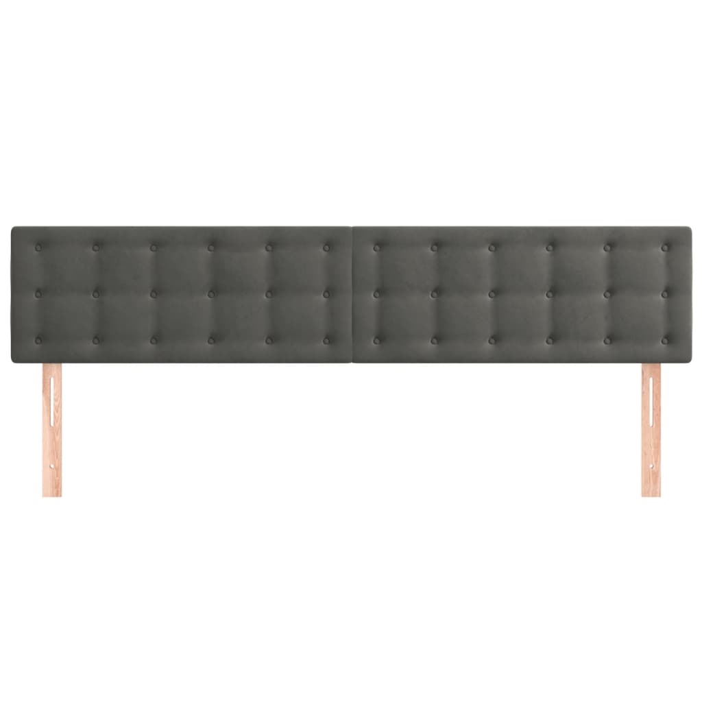 vidaXL Tăblii de pat, 2 buc, gri închis, 80x5x78/88 cm, catifea