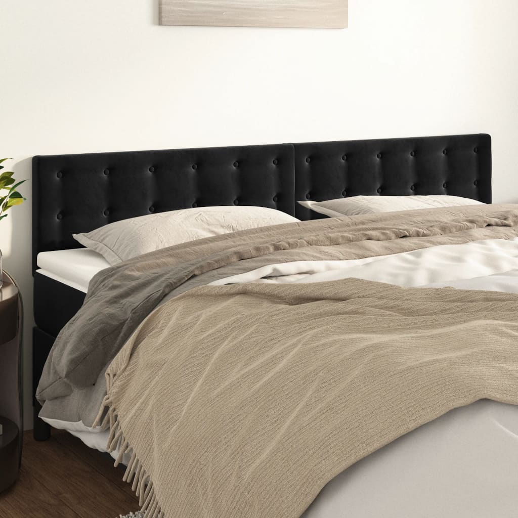 vidaXL Tăblii de pat, 2 buc, negru, 80x5x78/88 cm, catifea vidaXL Tăblii de pat, 2 buc, negru, 80x5x78/88 cm, catifea