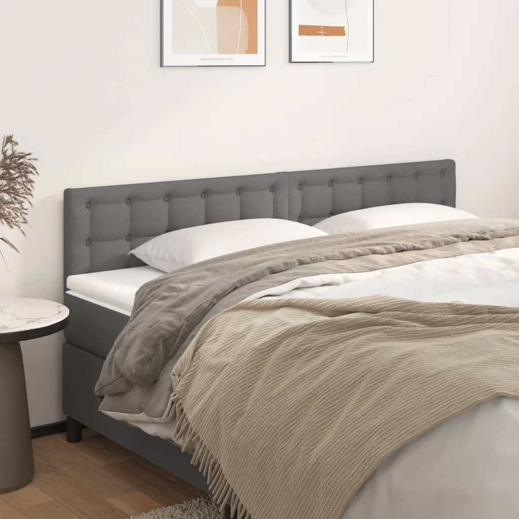 vidaXL Tăblii de pat, 2 buc, gri, 90x5x78/88 cm, piele ecologică vidaXL Tăblii de pat, 2 buc, gri, 90x5x78/88 cm, piele ecologică