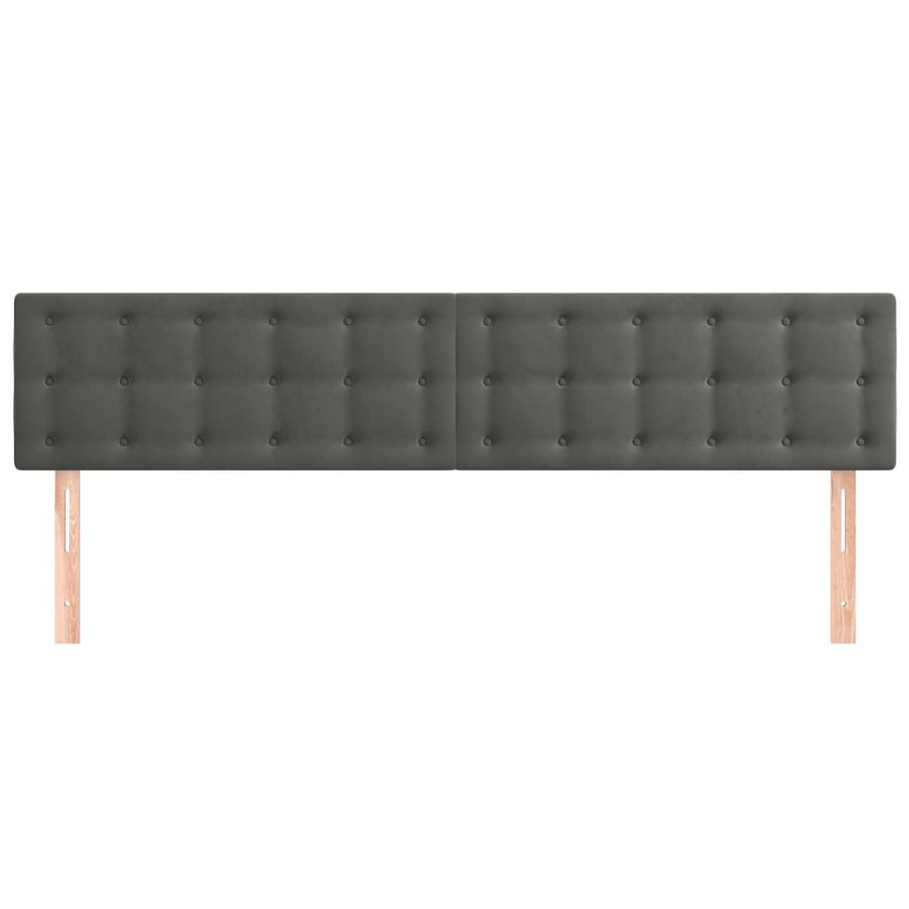 vidaXL Tăblii de pat, 2 buc, gri închis, 90x5x78/88 cm, catifea