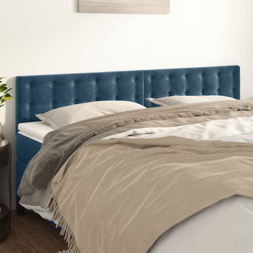 vidaXL Tăblii de pat, 2 buc, albastru închis, 90x5x78/88 cm, catifea vidaXL Tăblii de pat, 2 buc, albastru închis, 90x5x78/88 cm, catifea