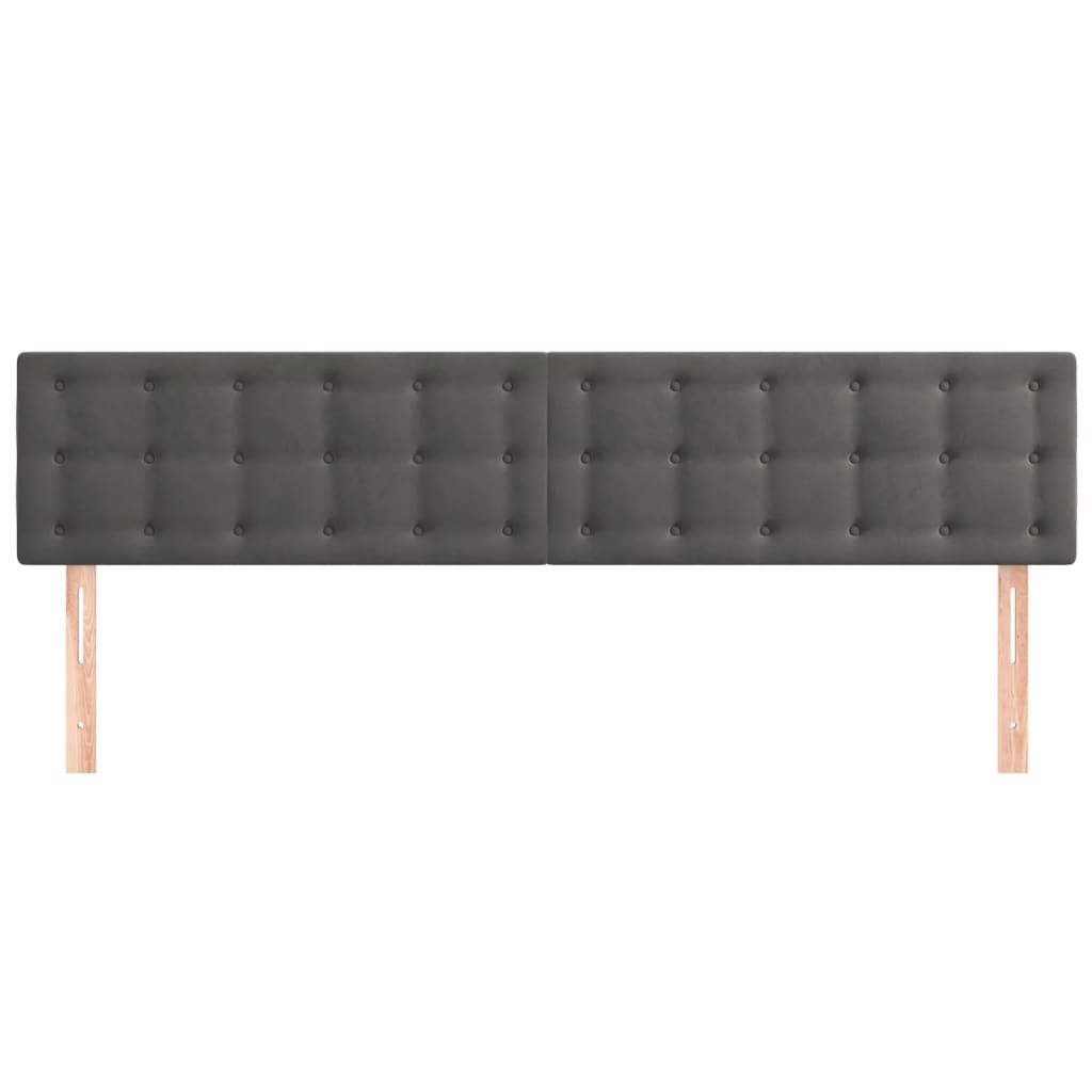 vidaXL Tăblii de pat, 2 buc, gri închis, 100x5x78/88 cm, catifea