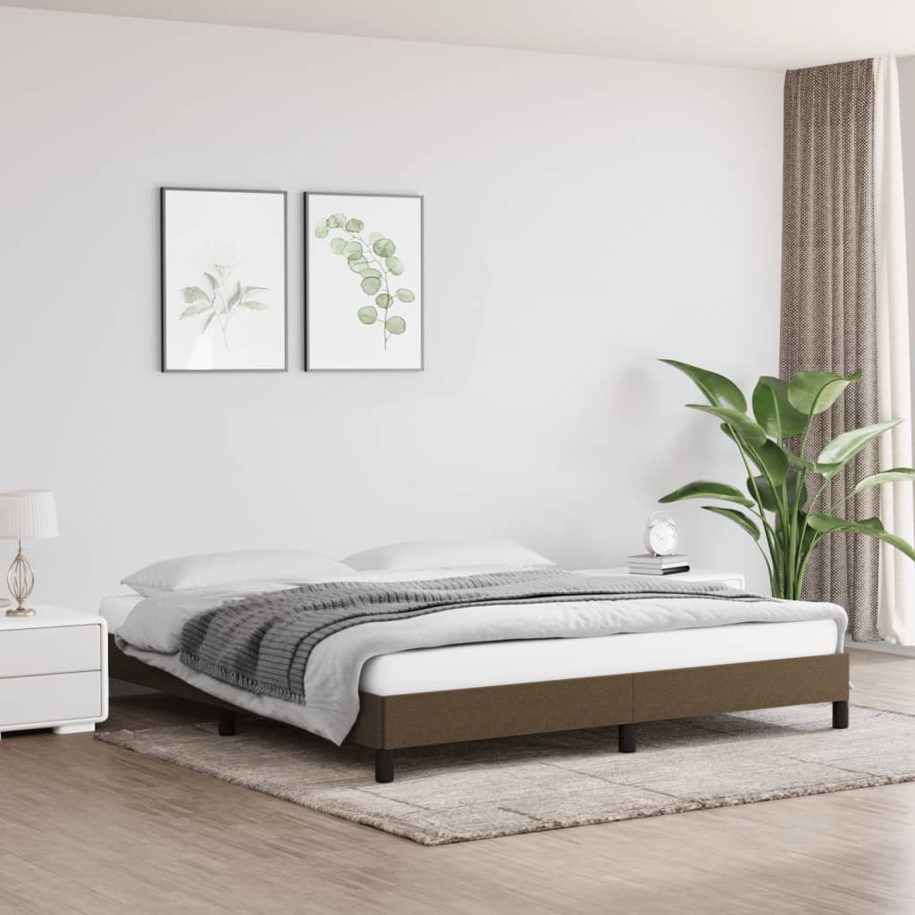 vidaXL Cadru de pat fără saltea, maro închis, 160x200 cm, textil vidaXL Cadru de pat fără saltea, maro închis, 160x200 cm, textil