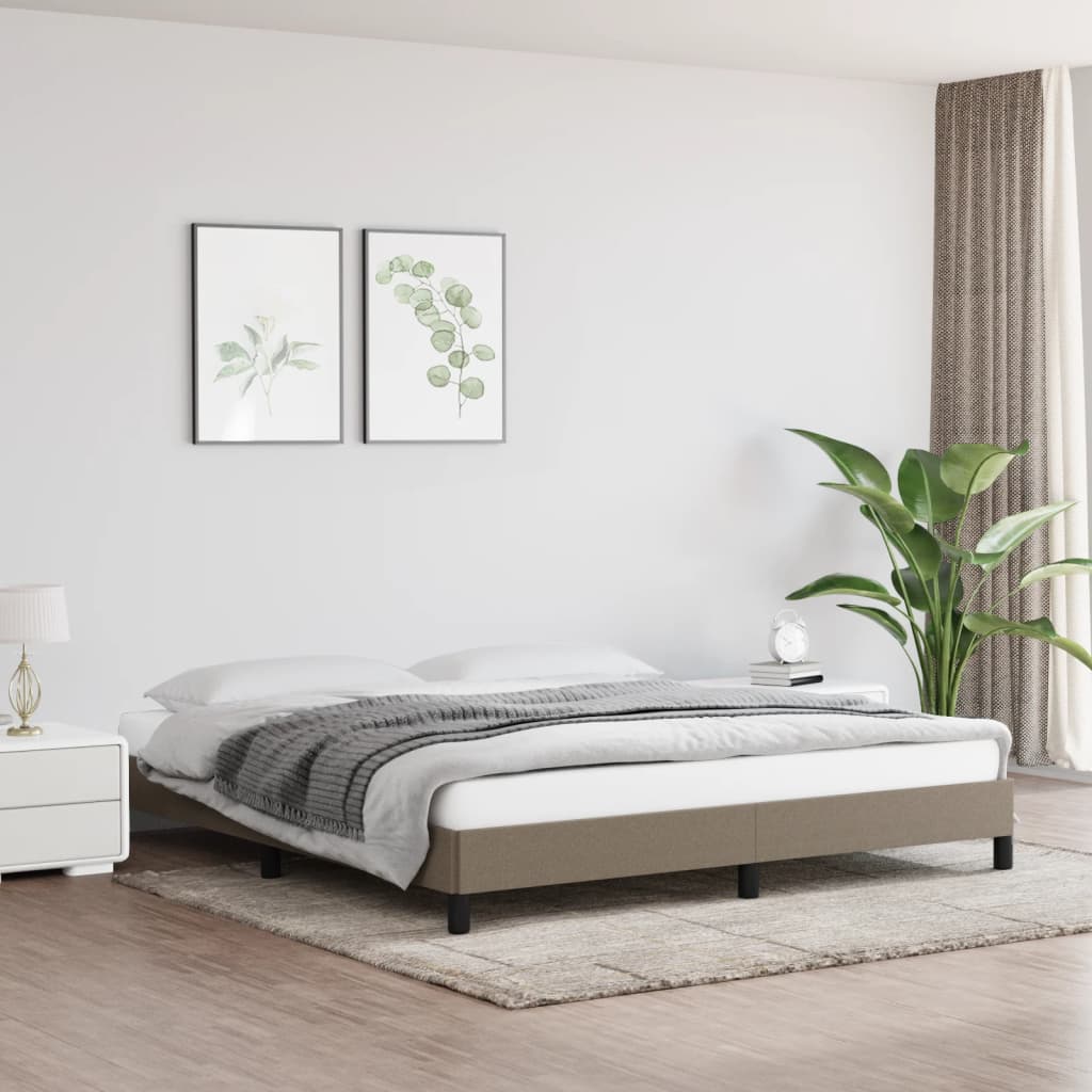 vidaXL Cadru de pat fără saltea, gri taupe, 180x200 cm, textil vidaXL Cadru de pat fără saltea, gri taupe, 180x200 cm, textil