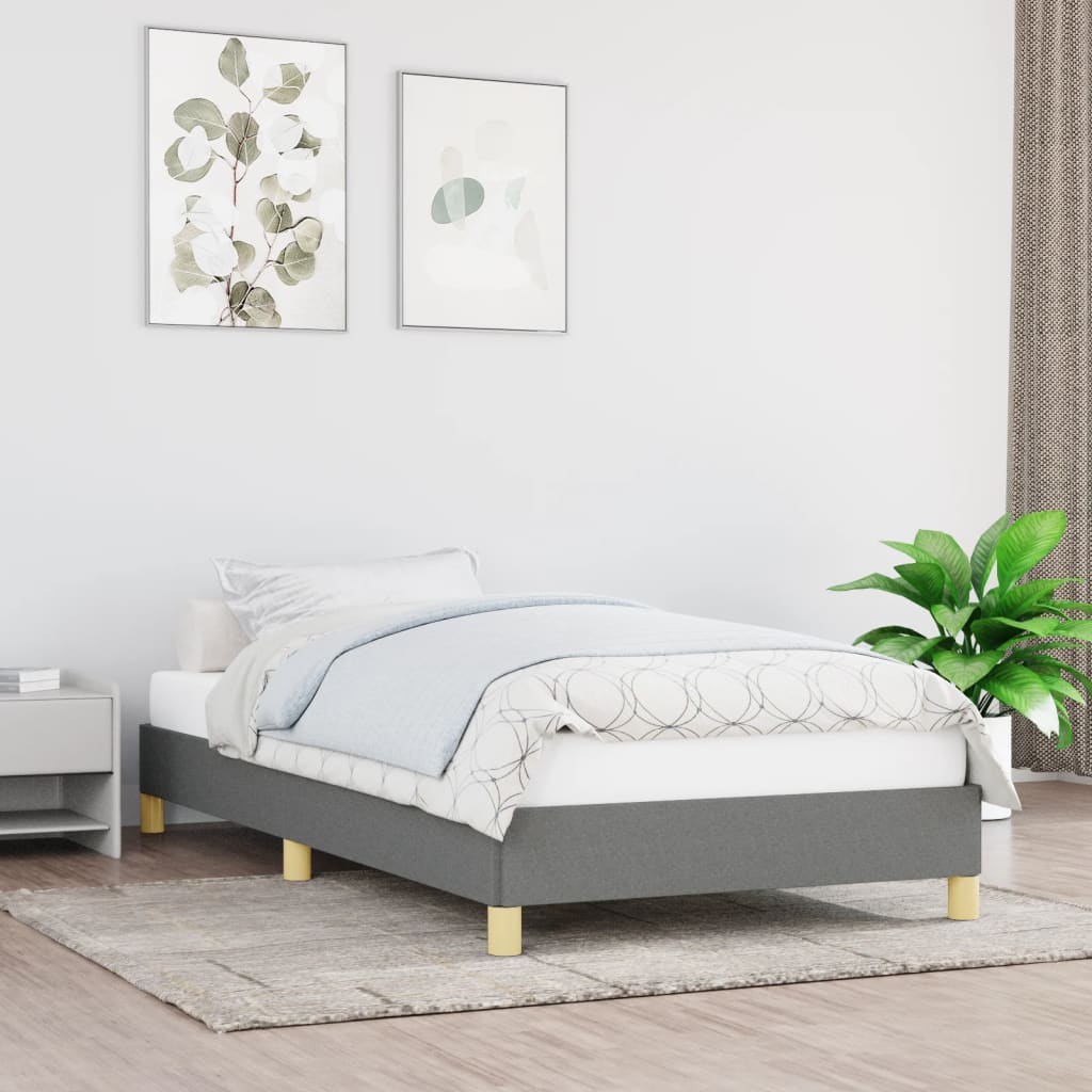 vidaXL Cadru de pat fără saltea, gri închis, 90x200 cm, textil vidaXL Cadru de pat fără saltea, gri închis, 90x200 cm, textil