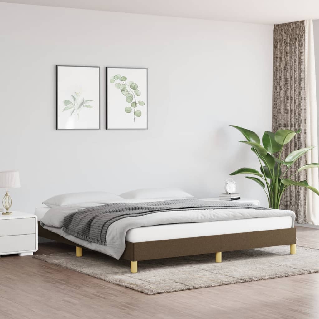 vidaXL Cadru de pat fără saltea, maro închis, 180x200 cm, textil vidaXL Cadru de pat fără saltea, maro închis, 180x200 cm, textil