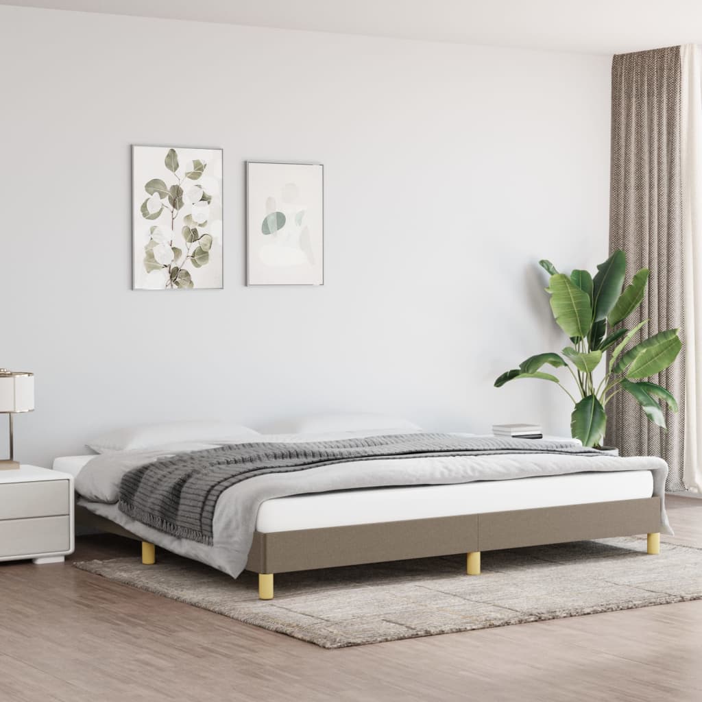 vidaXL Cadru de pat fără saltea, gri taupe, 200x200 cm, textil vidaXL Cadru de pat fără saltea, gri taupe, 200x200 cm, textil