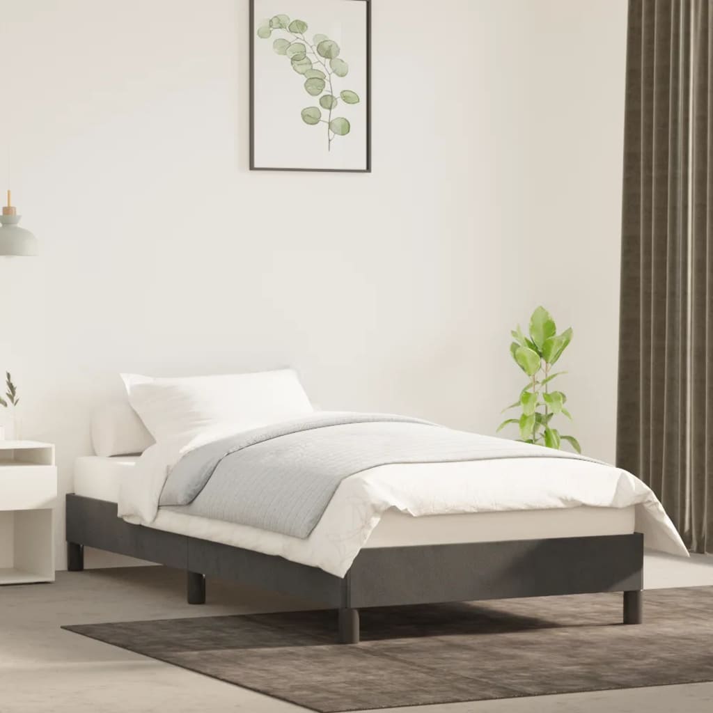 vidaXL Cadru de pat fără saltea, gri închis, 90x190 cm, catifea vidaXL Cadru de pat fără saltea, gri închis, 90x190 cm, catifea