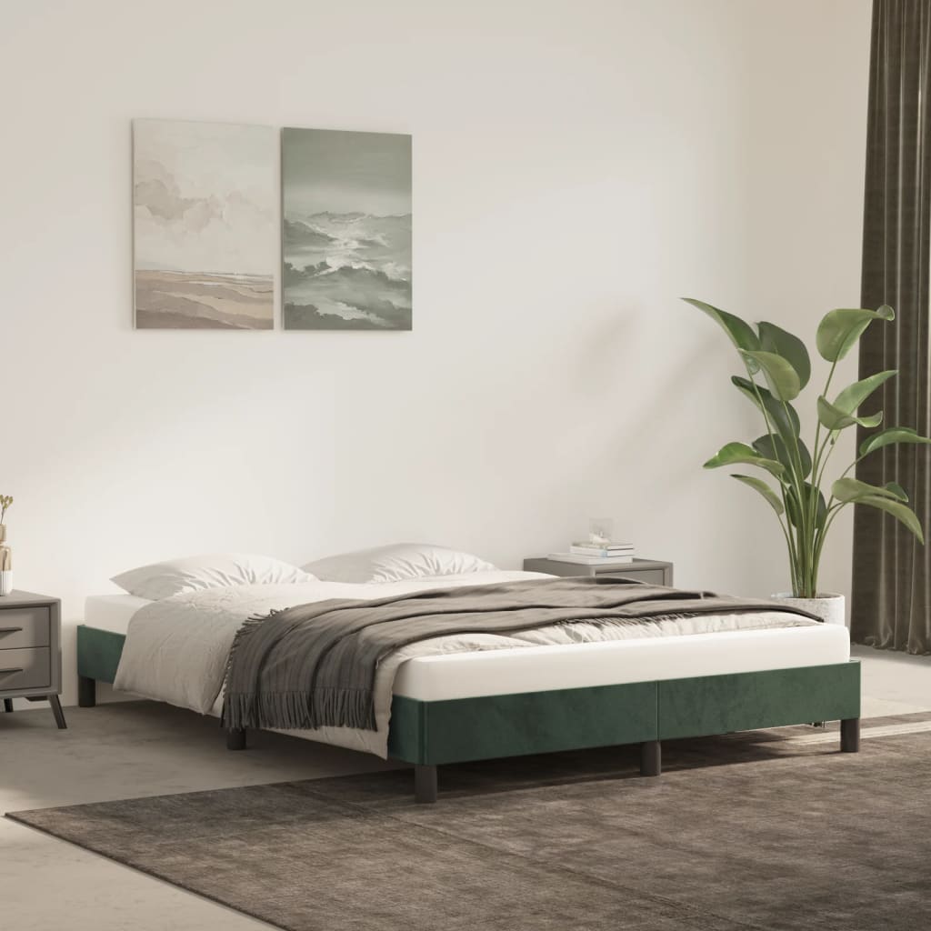 vidaXL Cadru de pat fără saltea, verde închis, 140x200 cm, catifea vidaXL Cadru de pat fără saltea, verde închis, 140x200 cm, catifea