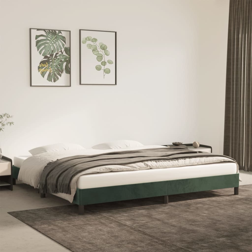 vidaXL Cadru de pat fără saltea, verde închis, 200x200 cm, catifea vidaXL Cadru de pat fără saltea, verde închis, 200x200 cm, catifea