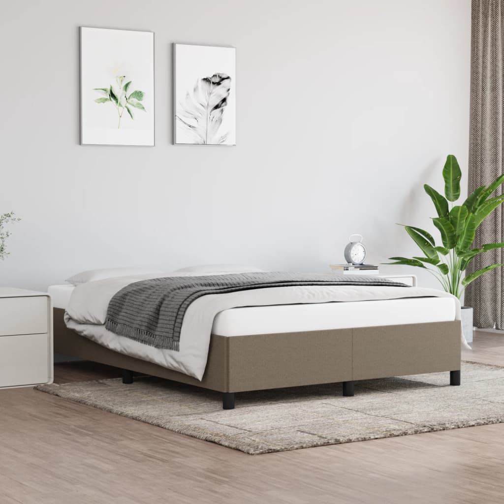 vidaXL Cadru de pat fără saltea, gri taupe, 140x200 cm, textil vidaXL Cadru de pat fără saltea, gri taupe, 140x200 cm, textil