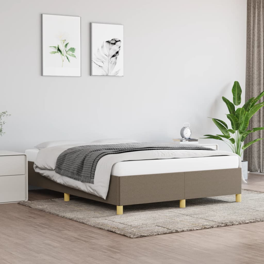 vidaXL Cadru de pat fără saltea, gri taupe, 140x190 cm, textil vidaXL Cadru de pat fără saltea, gri taupe, 140x190 cm, textil