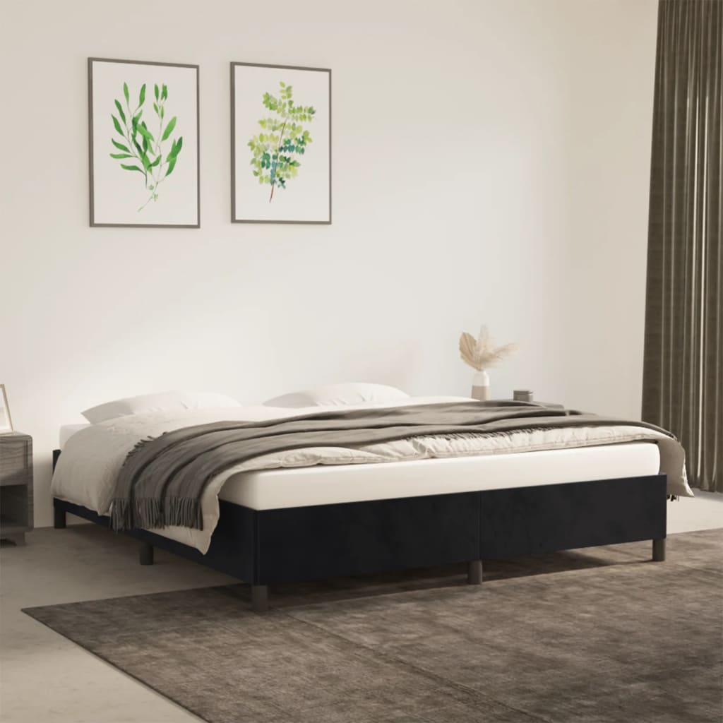 vidaXL Cadru de pat fără saltea, negru, 160x200 cm, catifea vidaXL Cadru de pat fără saltea, negru, 160x200 cm, catifea
