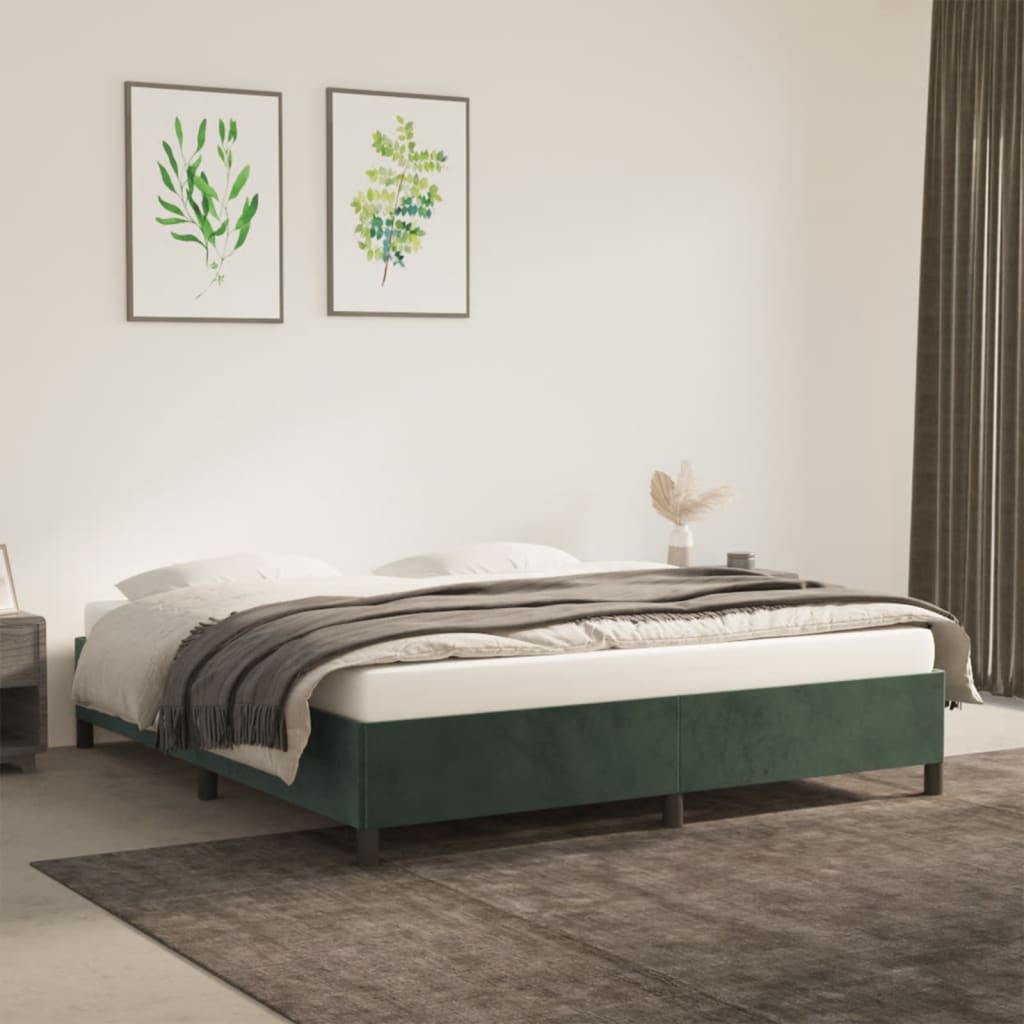 vidaXL Cadru de pat fără saltea, verde închis, 160x200 cm, catifea vidaXL Cadru de pat fără saltea, verde închis, 160x200 cm, catifea