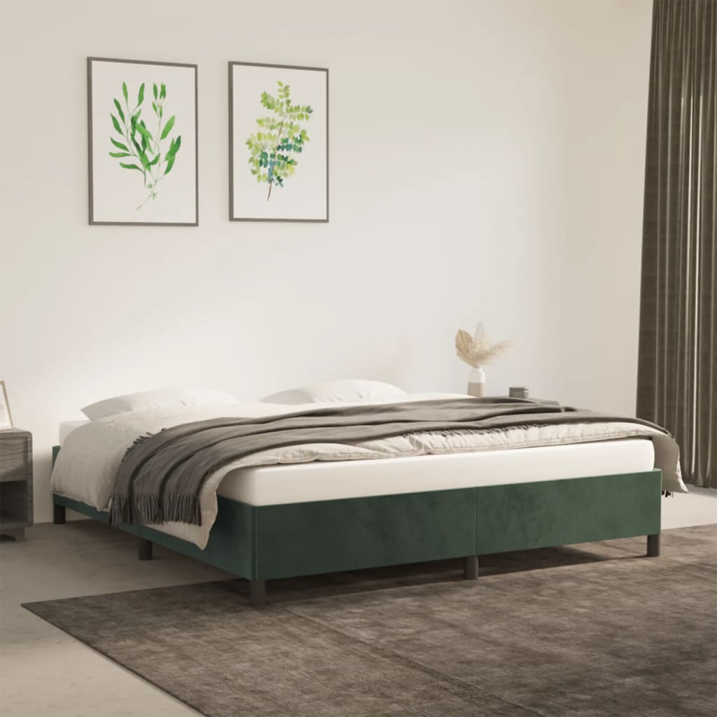 vidaXL Cadru de pat fără saltea, verde închis, 180x200 cm, catifea vidaXL Cadru de pat fără saltea, verde închis, 180x200 cm, catifea