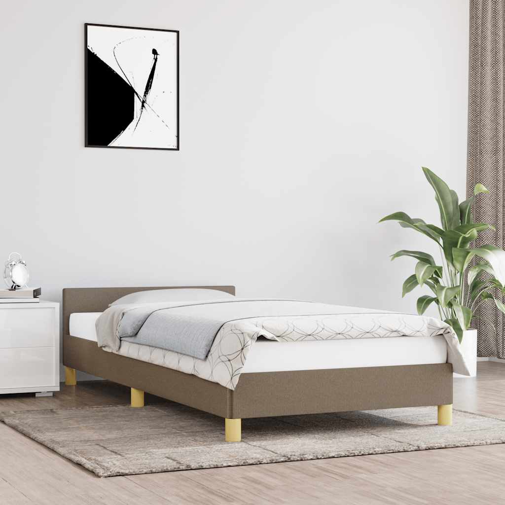 vidaXL Cadru de pat cu tăblie fără saltea, taupe, 80x200 cm, textil vidaXL Cadru de pat cu tăblie fără saltea, taupe, 80x200 cm, textil
