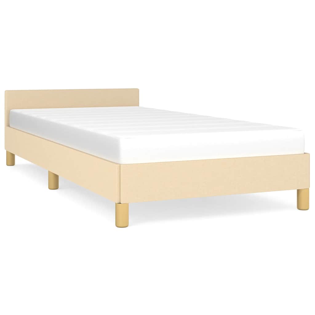 vidaXL Cadru de pat cu tăblie fără saltea, crem, 90x190 cm, textil
