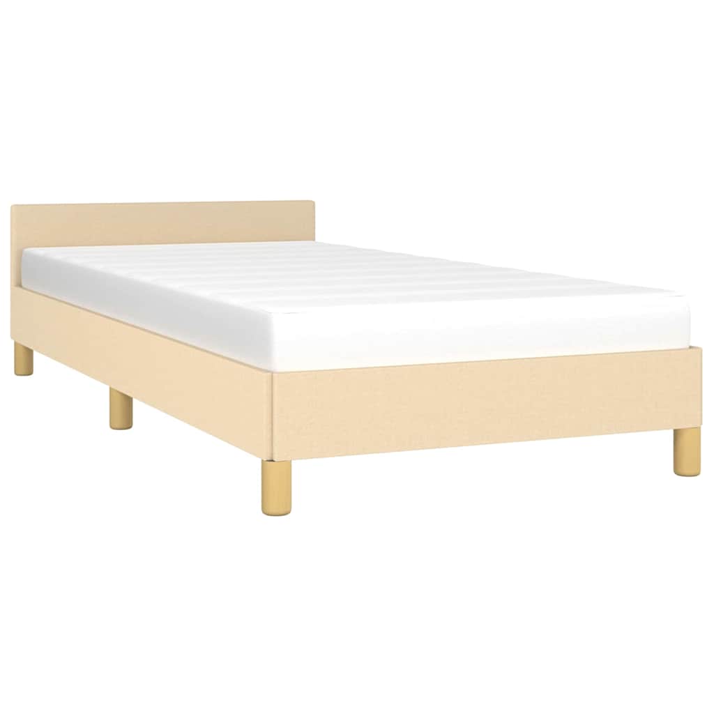 vidaXL Cadru de pat cu tăblie fără saltea, crem, 90x190 cm, textil