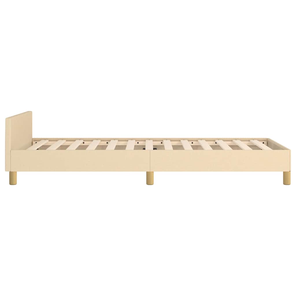vidaXL Cadru de pat cu tăblie fără saltea, crem, 90x190 cm, textil