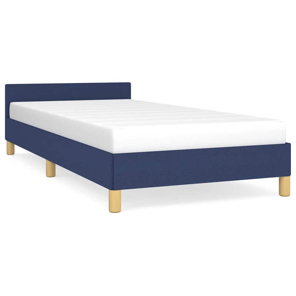 vidaXL Cadru de pat cu tăblie fără saltea, albastru, 90x190 cm, textil