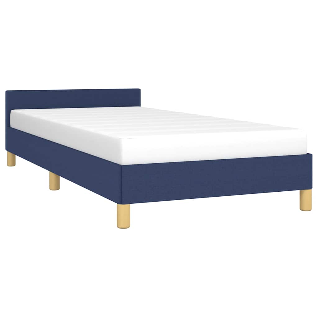 vidaXL Cadru de pat cu tăblie fără saltea, albastru, 90x190 cm, textil