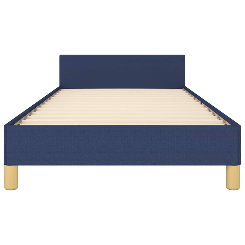 vidaXL Cadru de pat cu tăblie fără saltea, albastru, 90x190 cm, textil