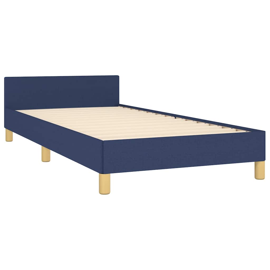 vidaXL Cadru de pat cu tăblie fără saltea, albastru, 100x200cm, textil