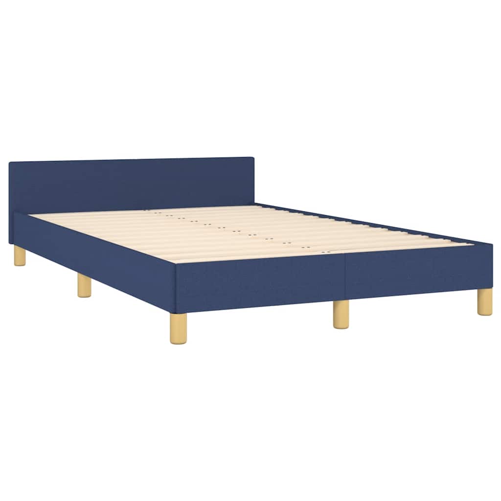 vidaXL Cadru de pat cu tăblie fără saltea, albastru, 120x200cm, textil