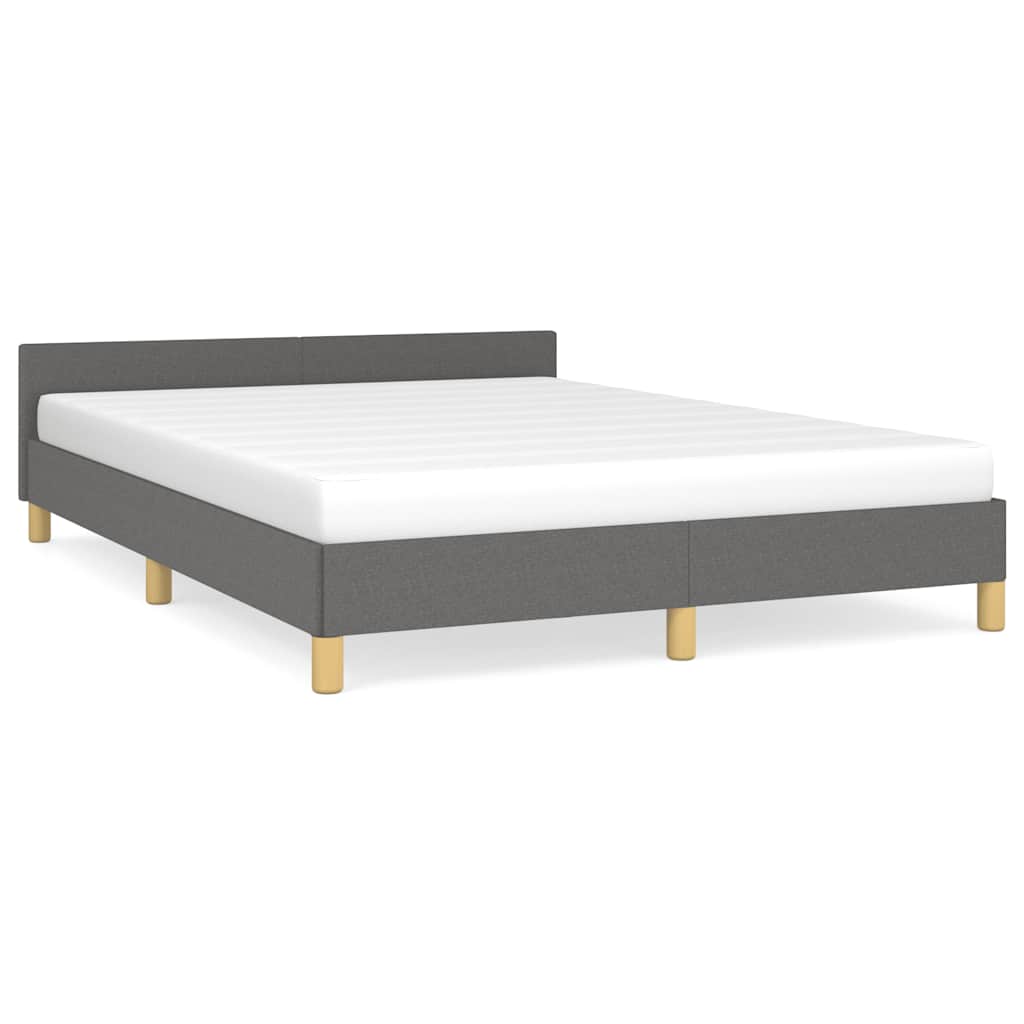 vidaXL Cadru de pat fără saltea, gri închis, 140x190 cm, textil