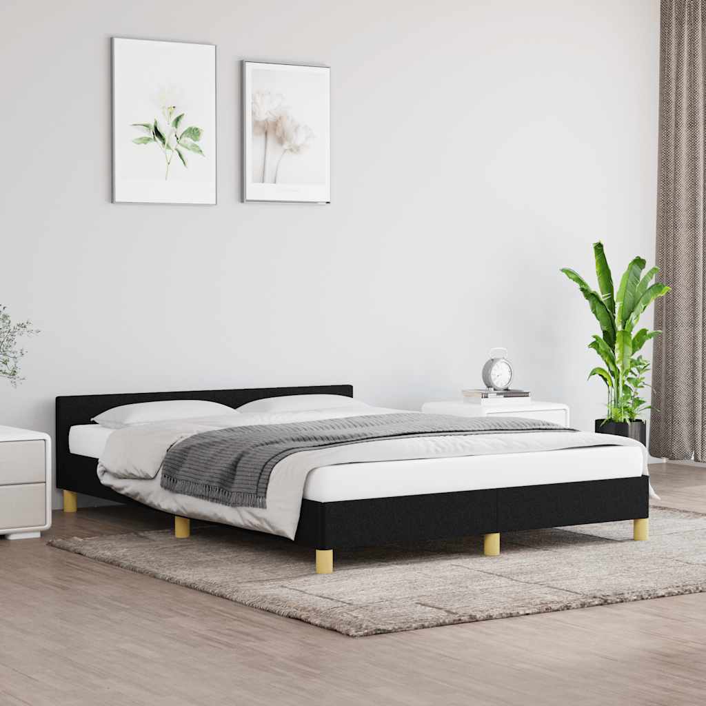 vidaXL Cadru de pat fără saltea, negru, 140x190 cm, textil