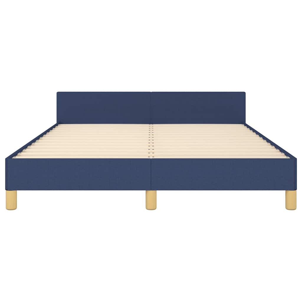 vidaXL Cadru de pat cu tăblie fără saltea, albastru, 140x190cm, textil