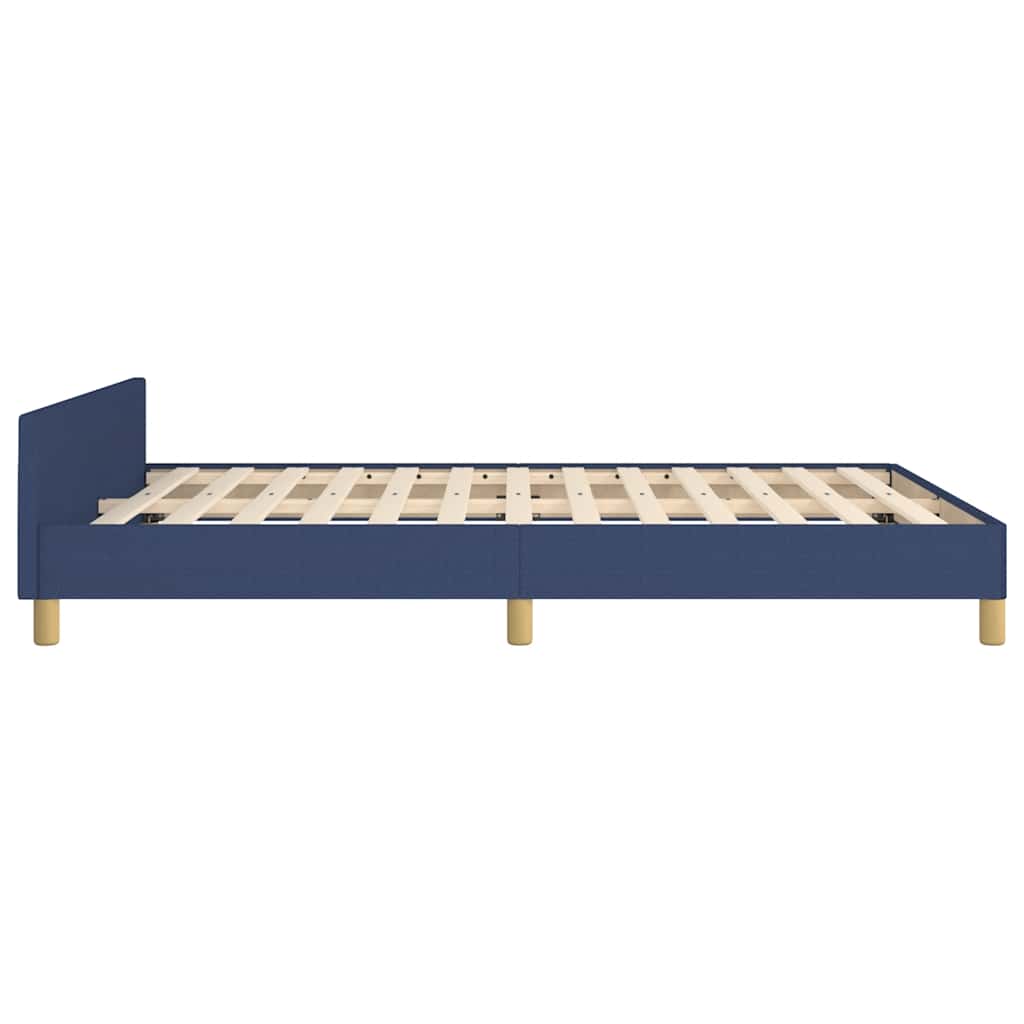 vidaXL Cadru de pat cu tăblie fără saltea, albastru, 140x190cm, textil