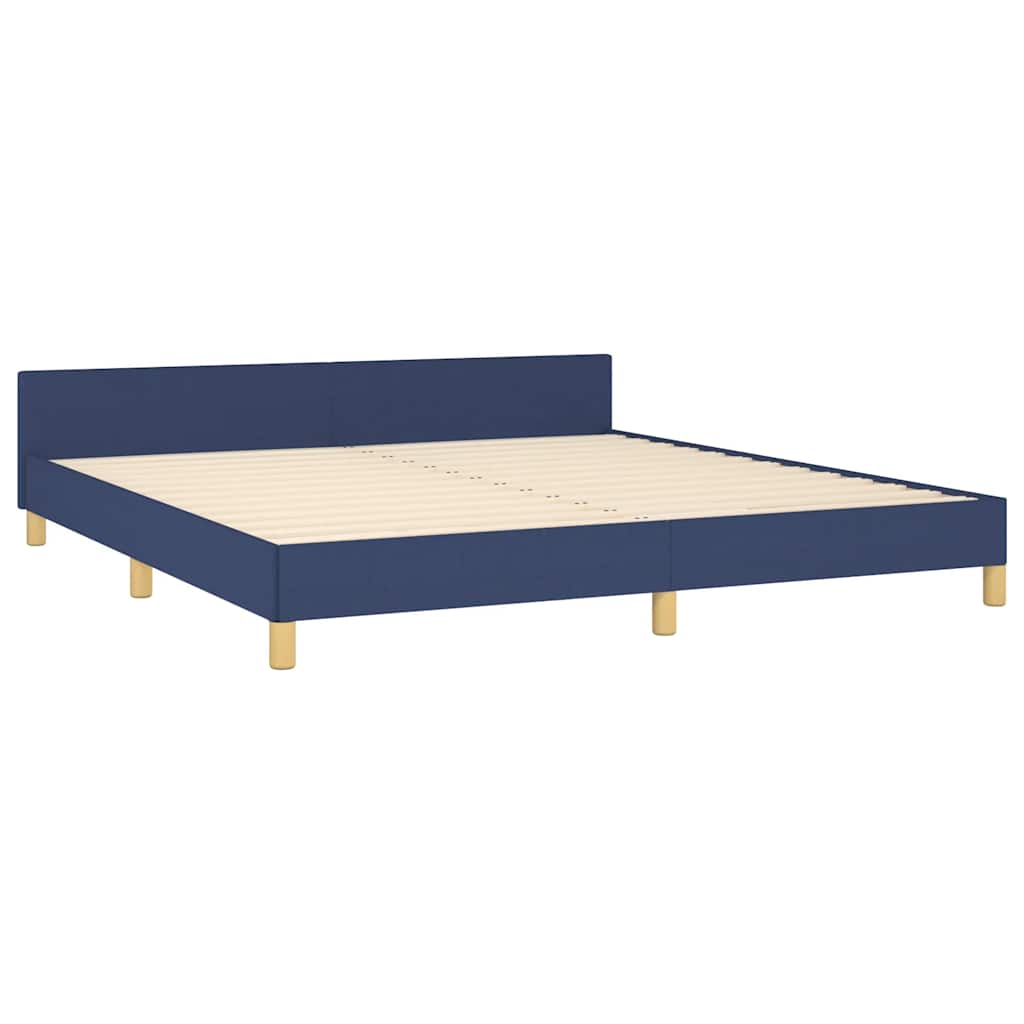 vidaXL Cadru de pat cu tăblie fără saltea, albastru, 180x200cm, textil