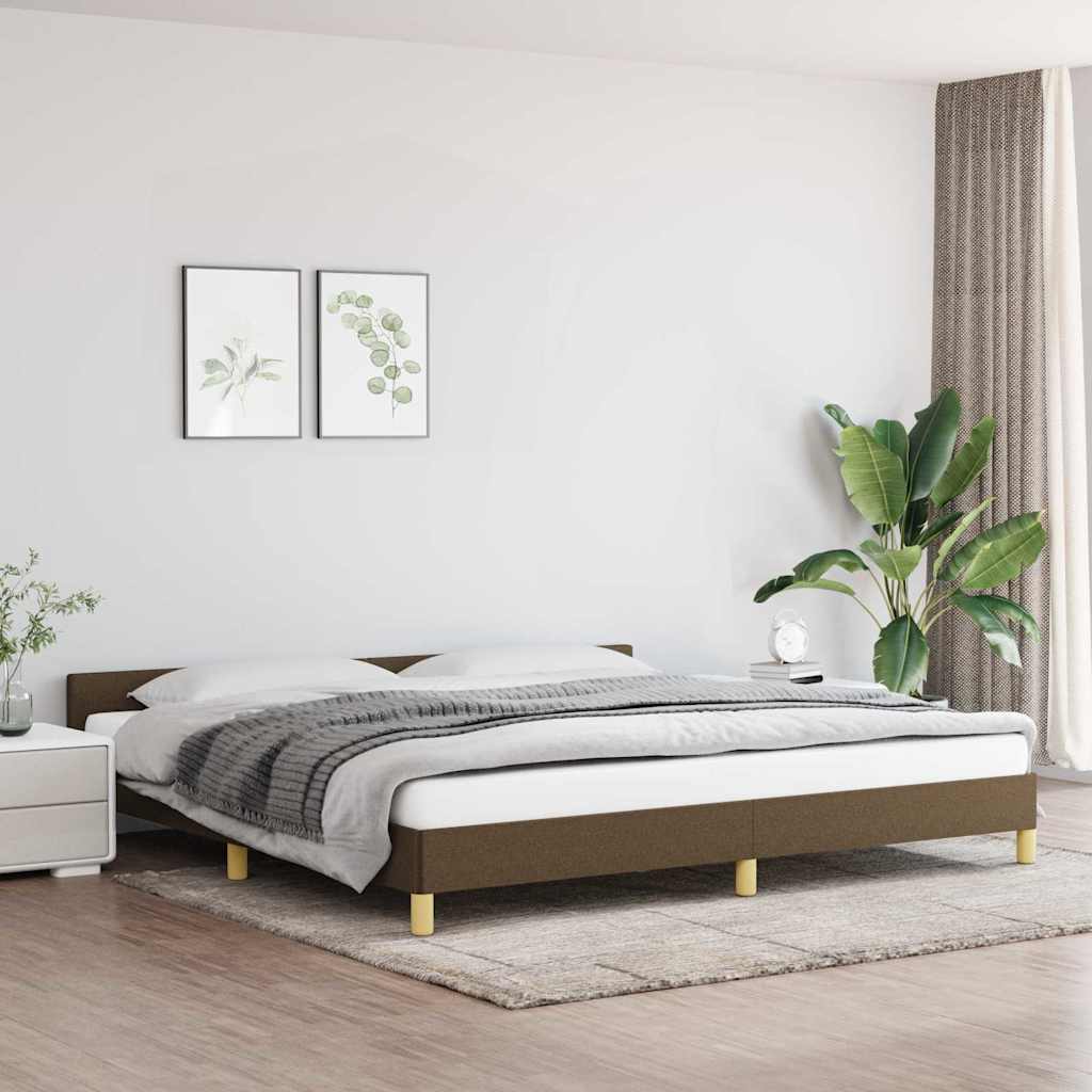 vidaXL Cadru de pat fără saltea, maro închis, 200x200 cm, textil vidaXL Cadru de pat fără saltea, maro închis, 200x200 cm, textil
