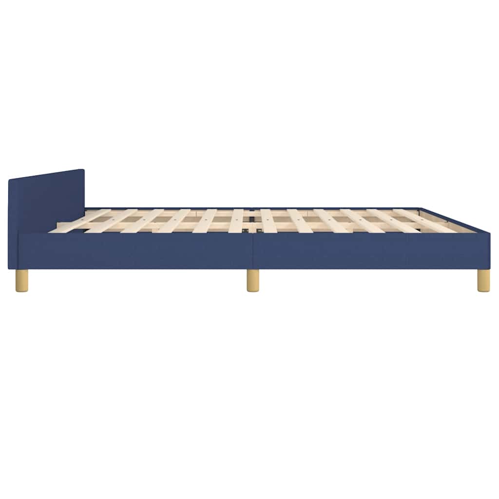 vidaXL Cadru de pat cu tăblie fără saltea, albastru, 200x200cm, textil