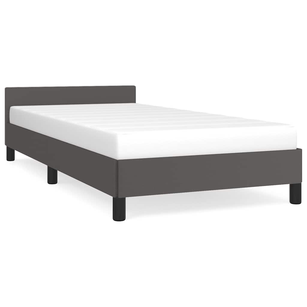 vidaXL Cadru de pat cu tăblie fără saltea, gri, 100x200 cm vidaXL Cadru de pat cu tăblie fără saltea, gri, 100x200 cm