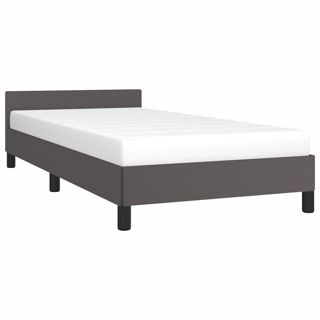 vidaXL Cadru de pat cu tăblie fără saltea, gri, 100x200 cm vidaXL Cadru de pat cu tăblie fără saltea, gri, 100x200 cm