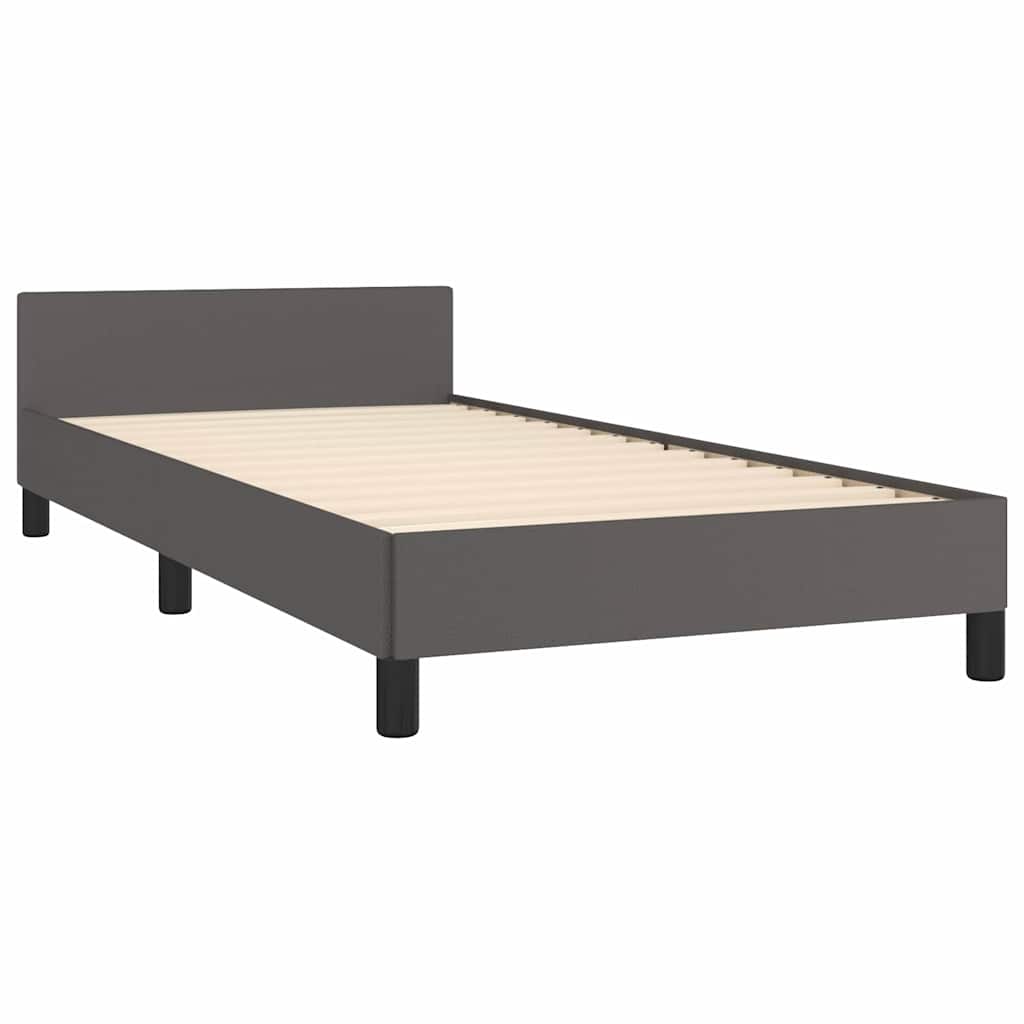 vidaXL Cadru de pat cu tăblie fără saltea, gri, 100x200 cm vidaXL Cadru de pat cu tăblie fără saltea, gri, 100x200 cm