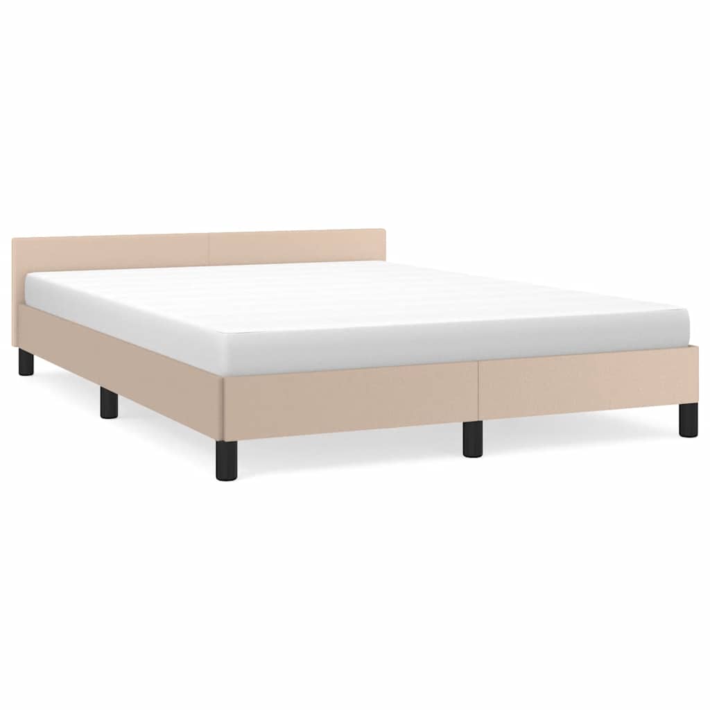 vidaXL Cadru de pat cu tăblie fără saltea, cappuccino, 140x190 cm vidaXL Cadru de pat cu tăblie fără saltea, cappuccino, 140x190 cm