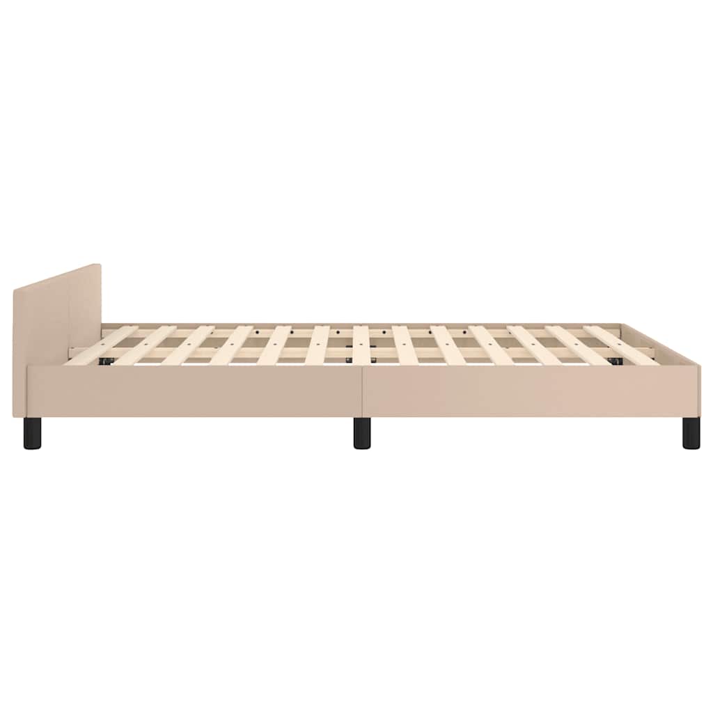 vidaXL Cadru de pat cu tăblie fără saltea, cappuccino, 140x190 cm vidaXL Cadru de pat cu tăblie fără saltea, cappuccino, 140x190 cm