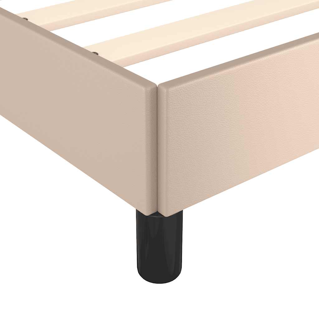 vidaXL Cadru de pat cu tăblie fără saltea, cappuccino, 140x190 cm vidaXL Cadru de pat cu tăblie fără saltea, cappuccino, 140x190 cm