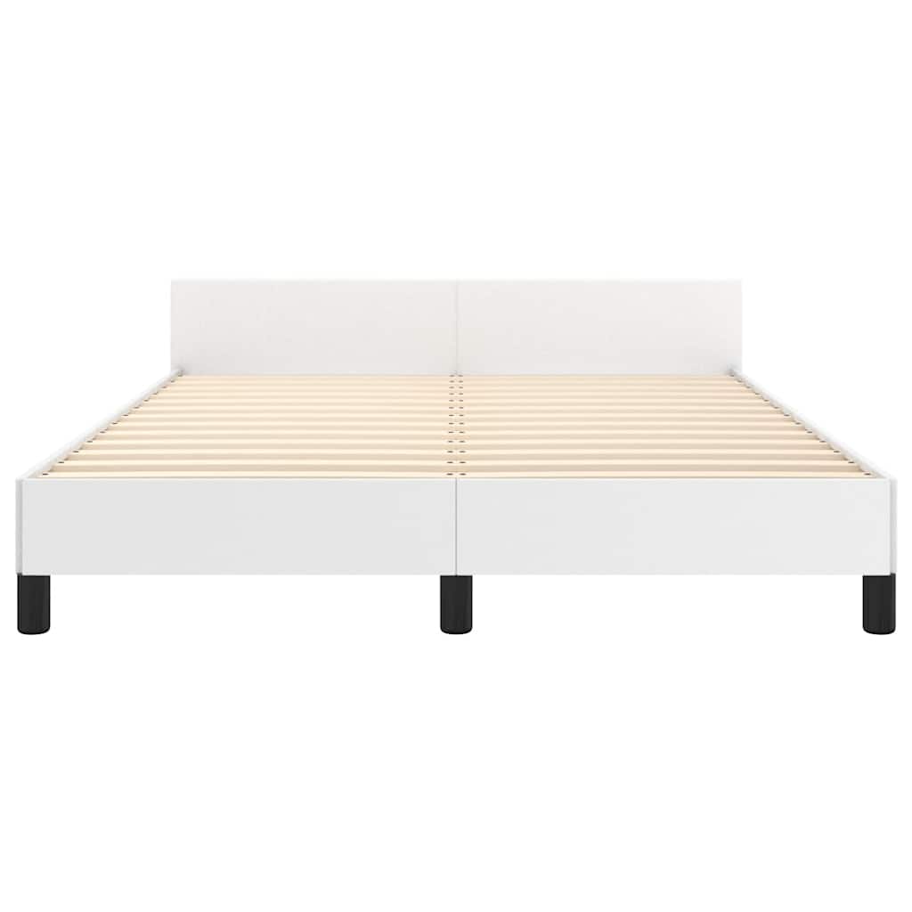 vidaXL Cadru de pat cu tăblie fără saltea, alb, 140x200 cm vidaXL Cadru de pat cu tăblie fără saltea, alb, 140x200 cm