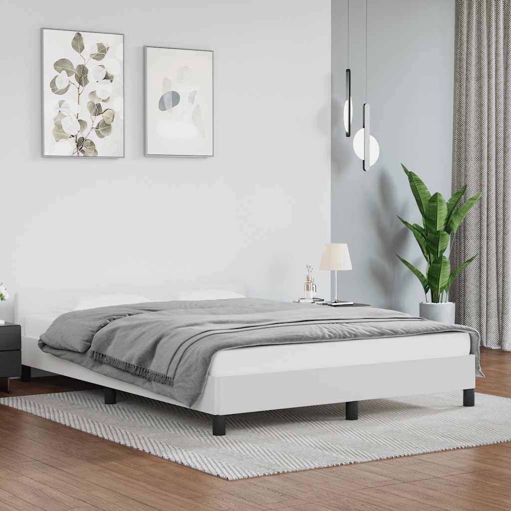 vidaXL Cadru de pat cu tăblie fără saltea, alb, 140x200 cm vidaXL Cadru de pat cu tăblie fără saltea, alb, 140x200 cm