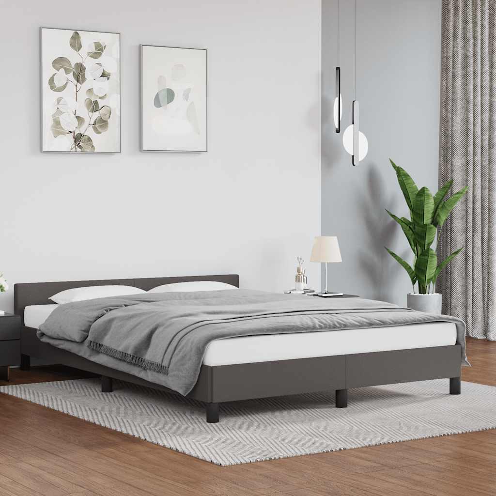 vidaXL Cadru de pat cu tăblie fără saltea, gri, 140x200 cm