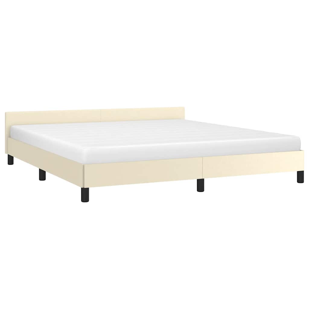 vidaXL Cadru de pat cu tăblie fără saltea, crem, 160x200 cm vidaXL Cadru de pat cu tăblie fără saltea, crem, 160x200 cm