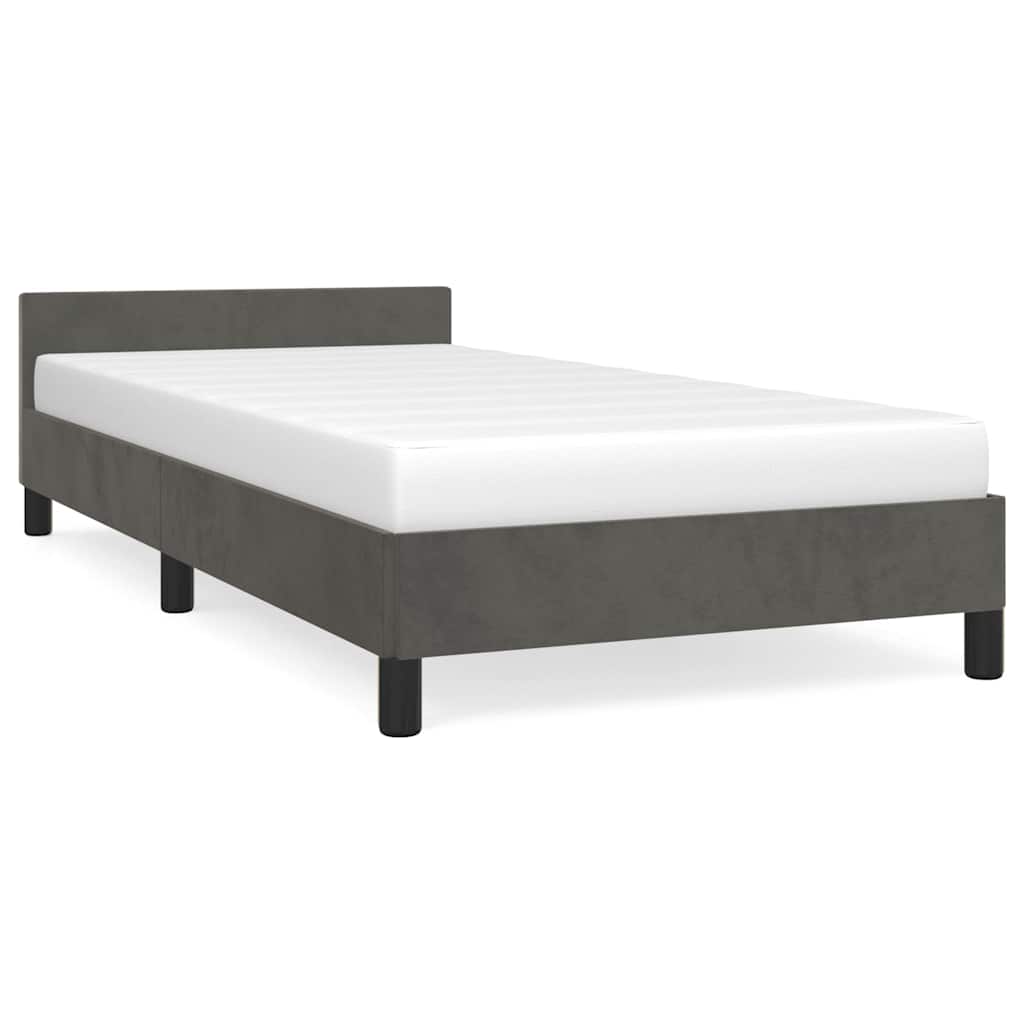 vidaXL Cadru de pat fără saltea, gri închis, 90x190 cm, catifea vidaXL Cadru de pat fără saltea, gri închis, 90x190 cm, catifea