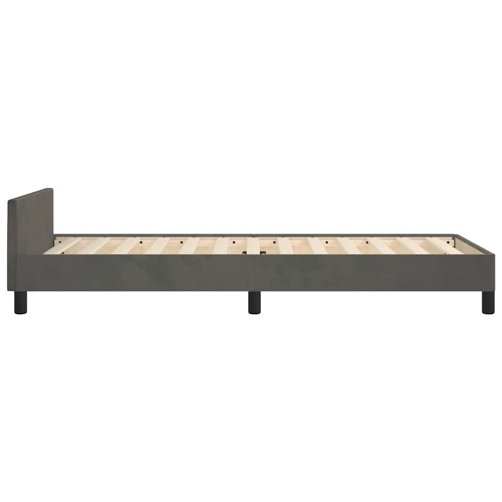 vidaXL Cadru de pat fără saltea, gri închis, 90x190 cm, catifea vidaXL Cadru de pat fără saltea, gri închis, 90x190 cm, catifea