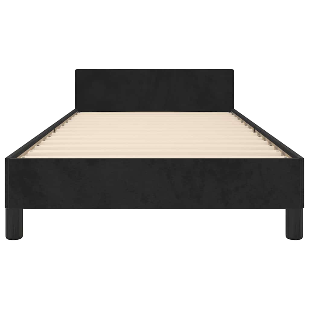 vidaXL Cadru de pat cu tăblie fără saltea, negru, 90x190 cm, catifea vidaXL Cadru de pat cu tăblie fără saltea, negru, 90x190 cm, catifea